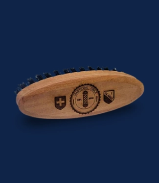 Traditional Zurich oval wooden beard brush with fine natural bristles for smooth, polished beard styling.