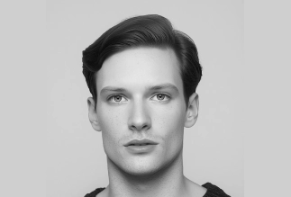 Man with neatly styled side-part haircut, showcasing refined men’s grooming and timeless elegance by Eddine Belaid Barber.