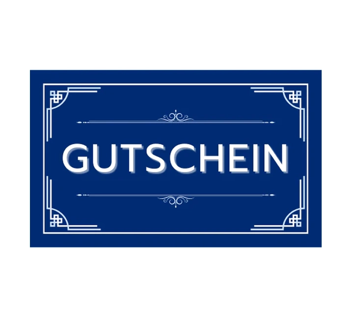 Traditional Zurich gift voucher with blue and white design, offering premium grooming and beard care products for men.