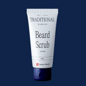 Traditional Zurich Beard Scrub tube for men, designed to exfoliate and refresh facial hair for a healthy, smooth beard.