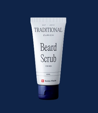 Traditional Zurich Beard Scrub tube for men, designed to exfoliate and refresh facial hair for a healthy, smooth beard.